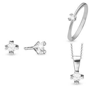Mary 8 kt hvidguld smykkesæt med i alt 0,40 ct labgrown diamanter Wesselton VS